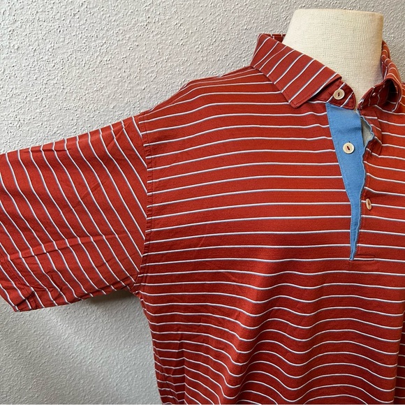Peter Millar Striped Golf Polo Shirt, L - Picture 2 of 6